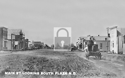 #ad #ad Main Street View Plaza North Dakota ND Reprint Postcard