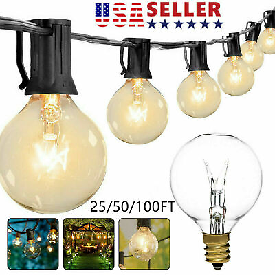 #ad 25 50 100FT G40 Globe Bulbs Outdoor Waterproof Patio Hanging String Lights