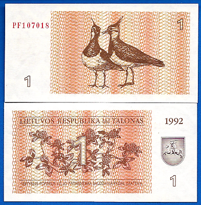 #ad Lithuania P 39 1 Talona Year 1992 World Paper Money Uncirculated Banknote