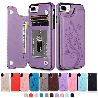 #ad WOMEN Leather Card Wallet Case For iPhone 15 14 13 12 11 Pro Max 7 8 Plus XS XR