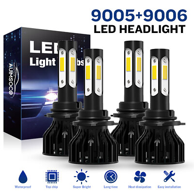 #ad LED Headlight High Low Beam 4sides White For Ford Explorer 2002 2003 2005 Bulbs