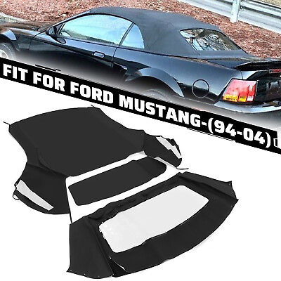 #ad For Ford mustang Convertible 1994 04 Soft top W window Black Sailcloth FM3229SS