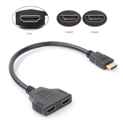 #ad HDMI Port Male to Female 1 Input 2 Output Splitter Cable Adapter Converter 1080P