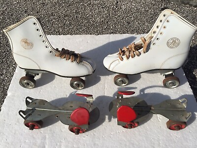 #ad Vintage Union And Official Roller Derby Skates Metal Wheels