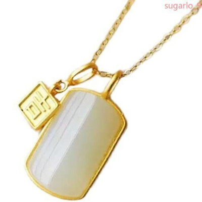 #ad Tradition Natural Hetian Jade Pendant Necklace Female Jewelry Lucky Amulet