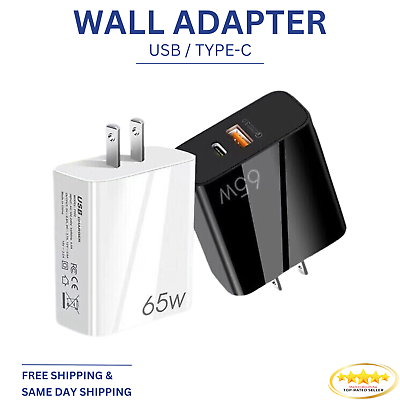 #ad 65W Super Fast Wall Charger with USB A amp; USB C Port for Samsung and IOS Devices
