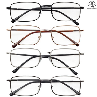 #ad #ad Reading Glasses Mens Womens 4 Pack Metal Frame Readers Eyeglasses Spring Hinge