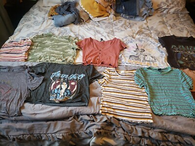 #ad Lot Of 10 Women#x27;s Shirts. Size Is Small And Extra Small. Crop Tops And Tank...