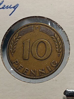 #ad GERMANY FEDERAL 1949 F 10 Pfennig Xf Choice N 123