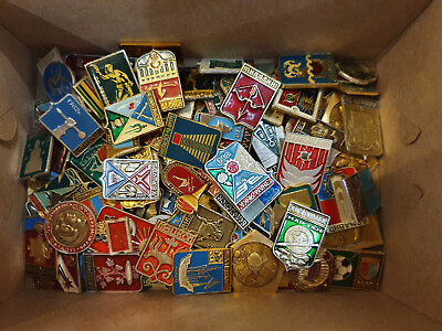 #ad Set 100 Pcs of LOT COLLECTION RUSSIAN SOVIET BADGE PIN USSR