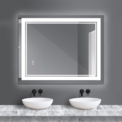 #ad 40x32 LED Vanity Mirror With LightBathroom Vanity Led Mirror Antifog 3 Color