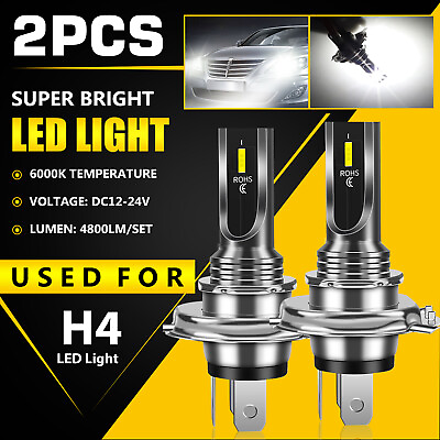 #ad #ad Pair H4 9003 HB2 LED Fog Driving Light Bulb Conversion Kit DRL 6000K Super White