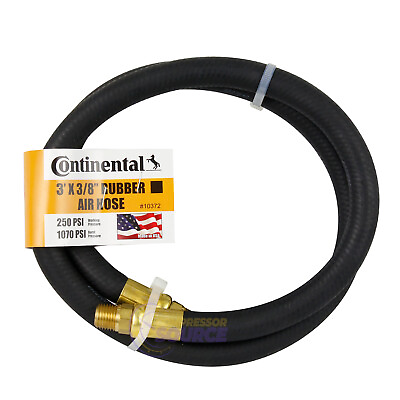 #ad Continental Rubber Air Hose 3 Feet x 3 8 Inch 250 PSI Oil Resistant Black 10372