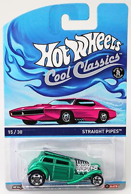 #ad Hot Wheels Straight Pipes Cool Classics Series Pink Card #BDR36 NRFP Green 1:64