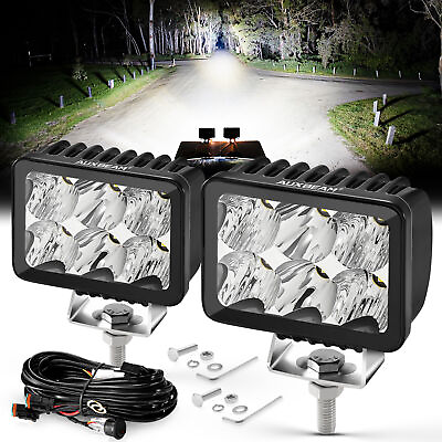 #ad 2X AUXBEAM 3quot; LED Work Light Bar Pods Spot Fog Driving Kit ATV Offroad Wiring