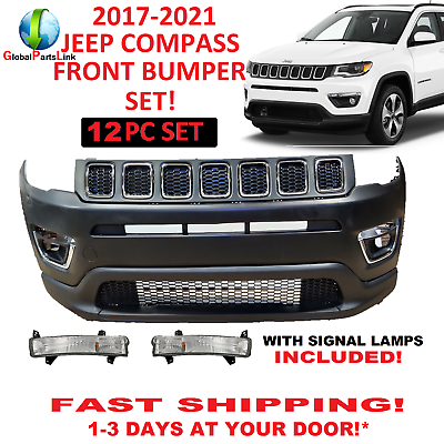 #ad 2017 2018 2019 2020 2021 FIT JEEP COMPASS FRONT BUMPER SET UPPER LOWER GRILL FOG