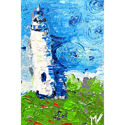 #ad Lighthouse Painting Lighthouse Wall Art Lighthouse Artwork Small Oil Impasto Art