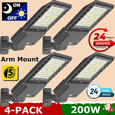 #ad 4 Pack 200Watt LED Parking Lot Light Eqv. 800W HID HPS 28000LM 5000K Arm Mount