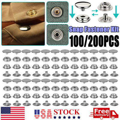 #ad Stainless Steel Fastener Snap Press Stud Cover Cap Button Marine Boat Canvas Kit