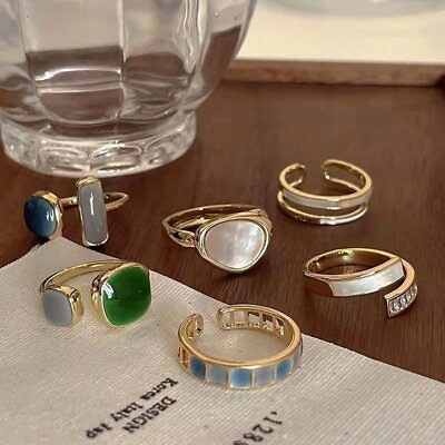 #ad 2024 Korean Women Retro Style Ring Finger Knuckle Ring Adjustable Jewelry Gift