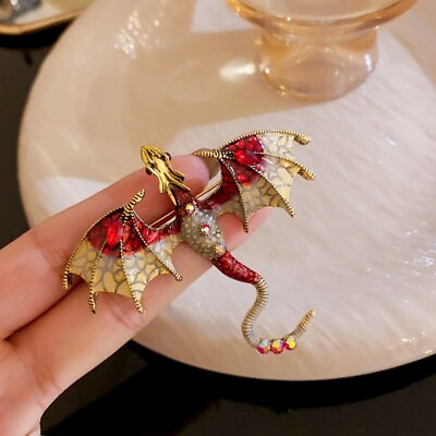 #ad Retro Crystal Enamel Flying Dragon Brooch Pin Costume Jewelry Women Men Party
