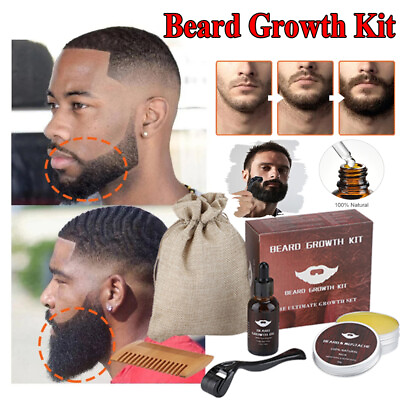 #ad Beard Growth Oil Fast Growing Beard Mustache GROOMING Kit Derma Roller for Men