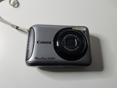 #ad Canon PowerShot A490 10.0MP Digital Camera Silver FOR PARTS