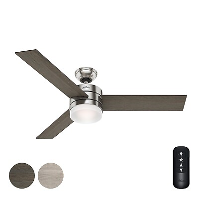 #ad Hunter Fan 54 in Modern Brushed Nickel Finish Indoor Ceiling Fan with Light Kit