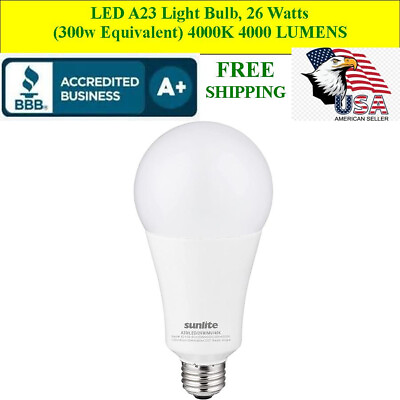 #ad LED A23 Light Bulb 26 Watts 300w Equivalent 4000K 4000 LUMENS E26 Base