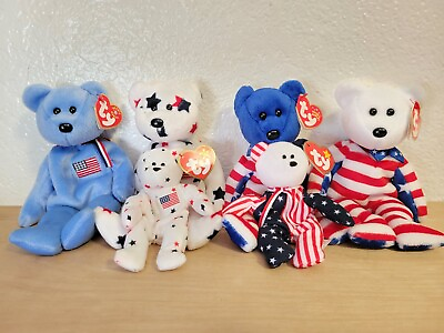 #ad Retired Ty Beanie Babies American Patriotic Lot Liberty America Glory Spangle