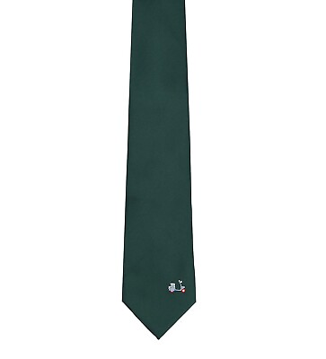 #ad Green Embroidered Scooter Mens Narrow Tie