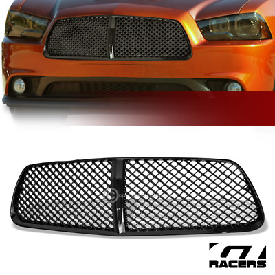 #ad For 2011 2014 Dodge Charger Blk Luxury Badgeless Mesh Front Bumper Grill Grille