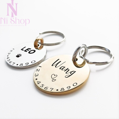 #ad Pet ID Tag Personalized Name For Cat Dog Custom Engraved Necklace Chain Charm AU