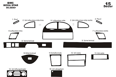 #ad 3D Cockpit Dekor für BMC MEGASTAR ab Baujahr 2006 15 Teile