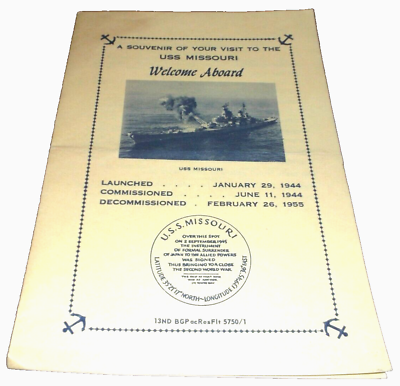 #ad 1966 USS MISSOURI WELCOME ABOARD SOUVENIR BROCHURE