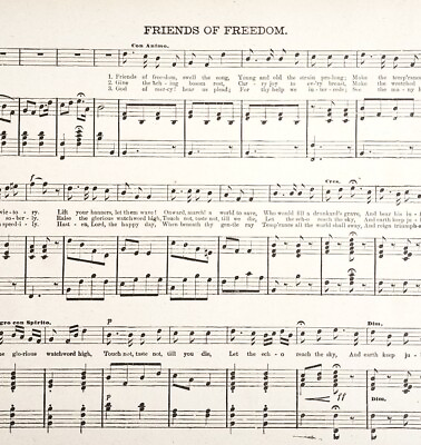 #ad 1886 Friends of Freedom Sheet Music Parlor Organ Victorian 11.5 x 9quot; Ephemera