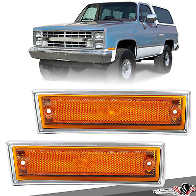 #ad Side Marker Lights Amber Lens For Chevy GMC Pickup Truck 1981 1991 C10 C20 C30