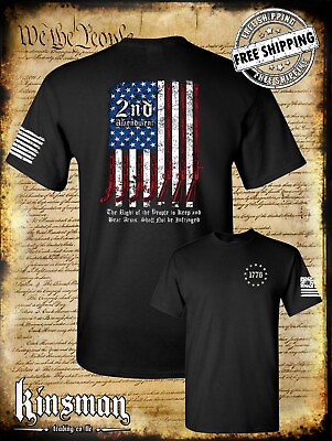 #ad 2nd Amendment Script T Shirt American Gun Flag USA Freedom Gun Rights