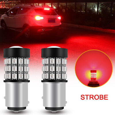 #ad 2x 1157 LED Strobe Flashing Brake Stop Bulbs Tail Blinking Light Safety Warning