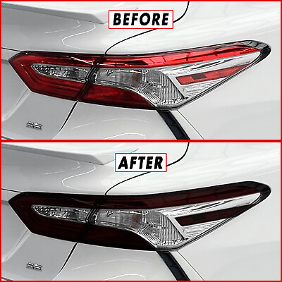 #ad FOR 18 24 Toyota Camry Tail Light Cutout amp; Reflector SMOKE Vinyl Tint Overlays