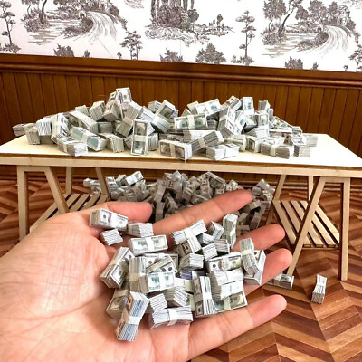 #ad 100pcs Cash Money Mini Model 1:12 Scale Dollhouse Miniaturs Tiny Accessories