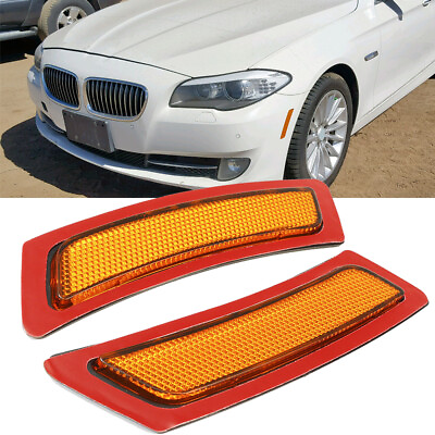 #ad For F10 2011 2016 BMW 5 Series Amber Side Marker Light Front Bumper Reflectors