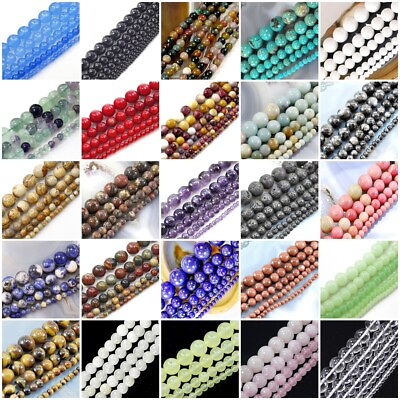 #ad Natural Gemstone Round Loose Bead 4mm 6mm 8mm 10mm 12mm 15quot; Bulk lot Wholesale
