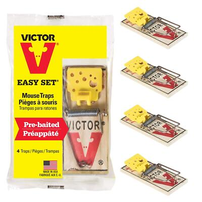 #ad Victor Easy Set Mouse Trap 4 Pack M033 Wooden Easy Set Mouse Trap Prebaited