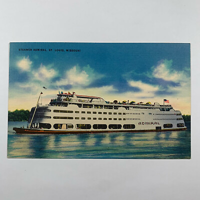 #ad Postcard Missouri St Louis MO Steamer Steam Ship Admiral 1940s Linen Unposted