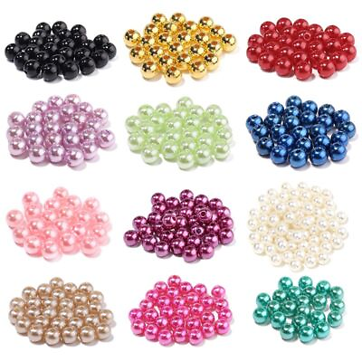 #ad 50 1000PCS Round Pearl Imitation Beads Acrylic Spacer Beads Jewelry Making DIY