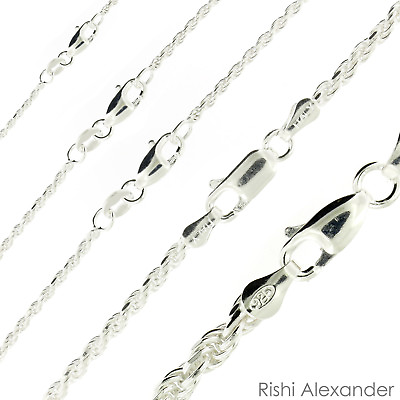 #ad #ad Real Solid Sterling Silver Diamond Cut Rope Chain Mens Boys Bracelet or Necklace