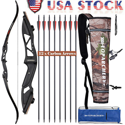 #ad #ad 30 50lbs Archery 56quot; Takedown Recurve Bow and Arrow for Adult Hunting amp; Target