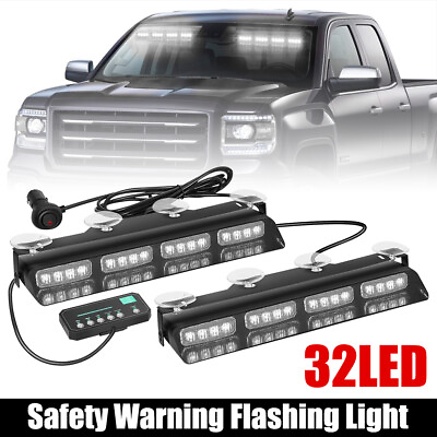 #ad 2 in 1 14 inch Amber White Emergency Dash Strobe Lights 32 LED Flashing Warning
