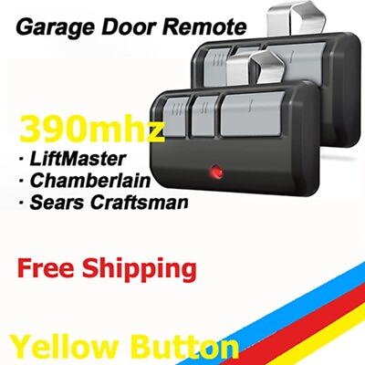 #ad 1 2pc Universal Garage Door Opener for Yellow Learn 3 Button Remote Transmitter